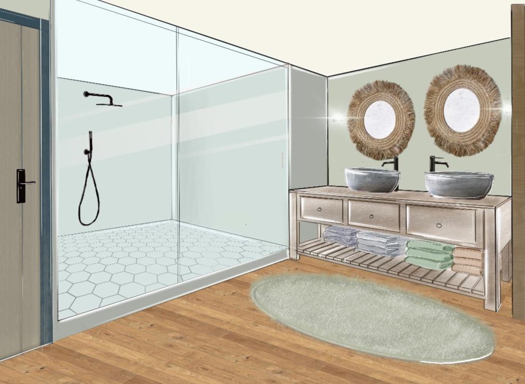 Projection salle de bain d'un boutique hôtel