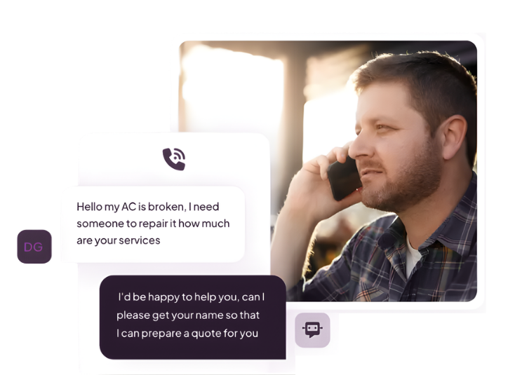 Professional on the phone in the field on the job.