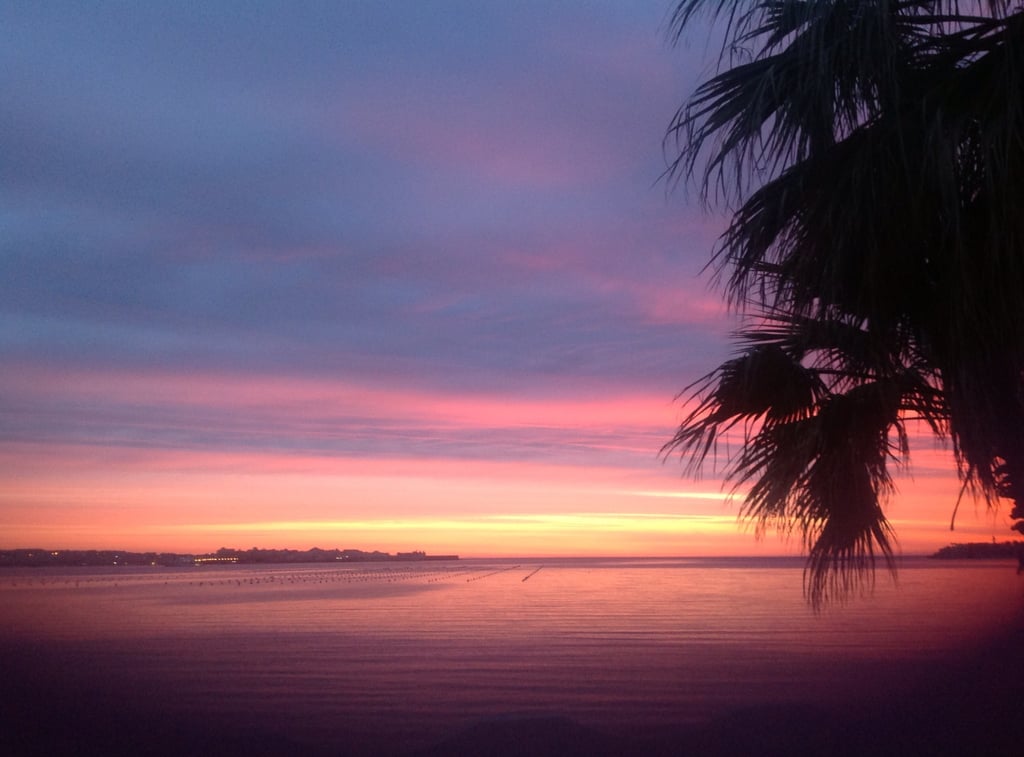 Romantic sunset view from seafront holiday villa in Sicily