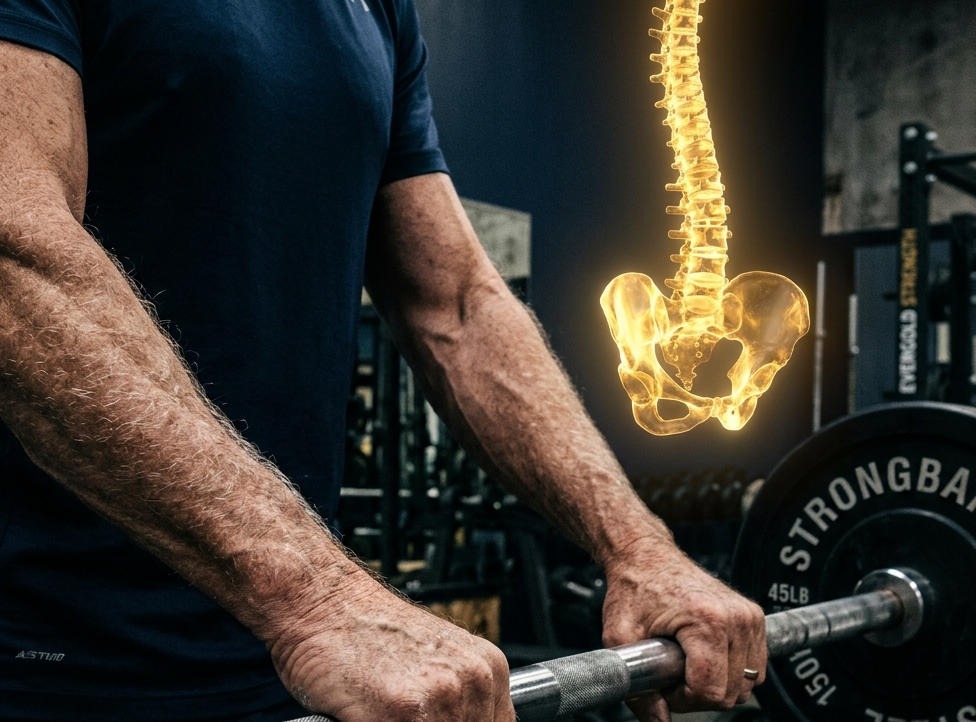 Elder man lifting a bar