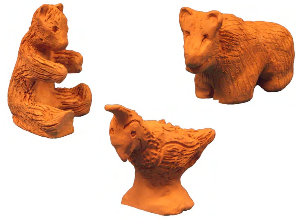 bears and quail made from red clay