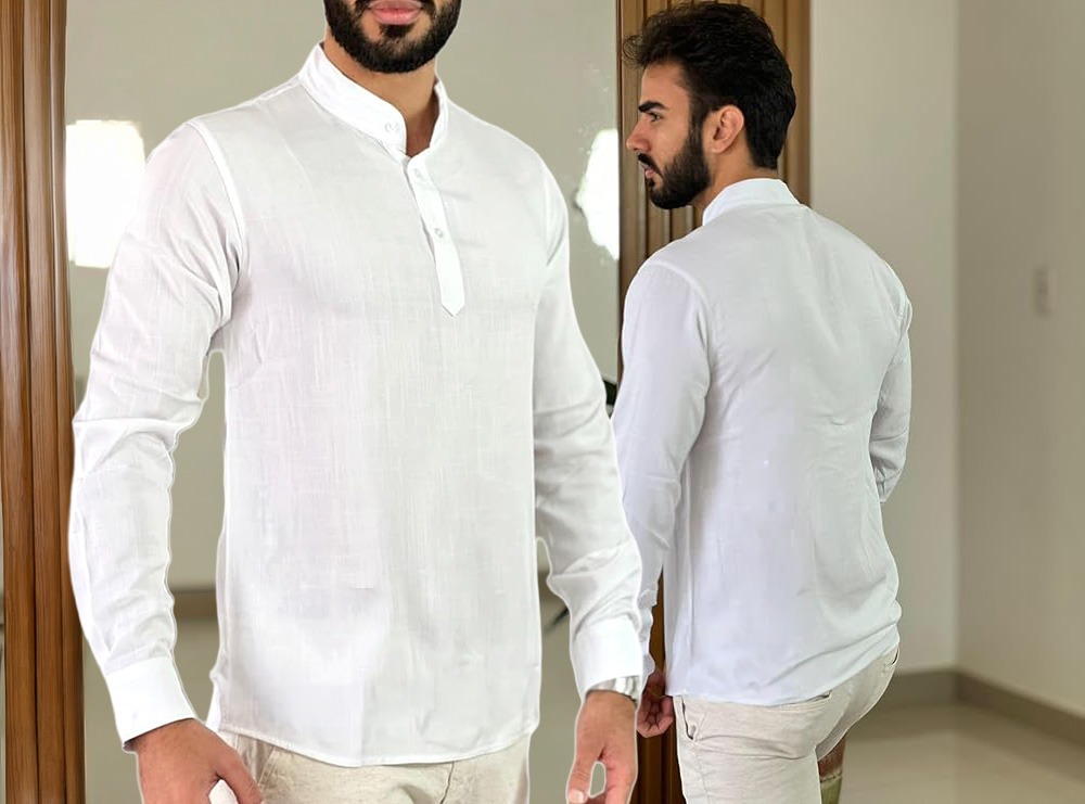 Camisa Social de Linho Masculina, bata premium