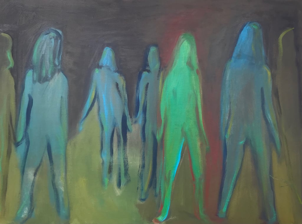 Shadows figures oil painting by Lina Mikuzyte
