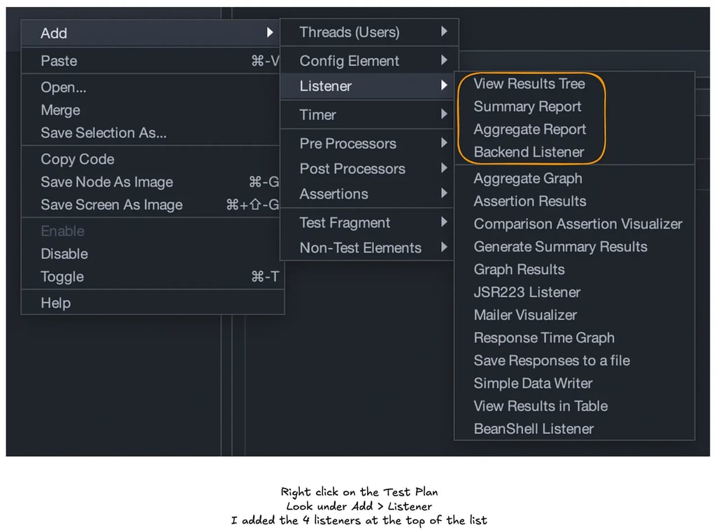 JMeter Listener options