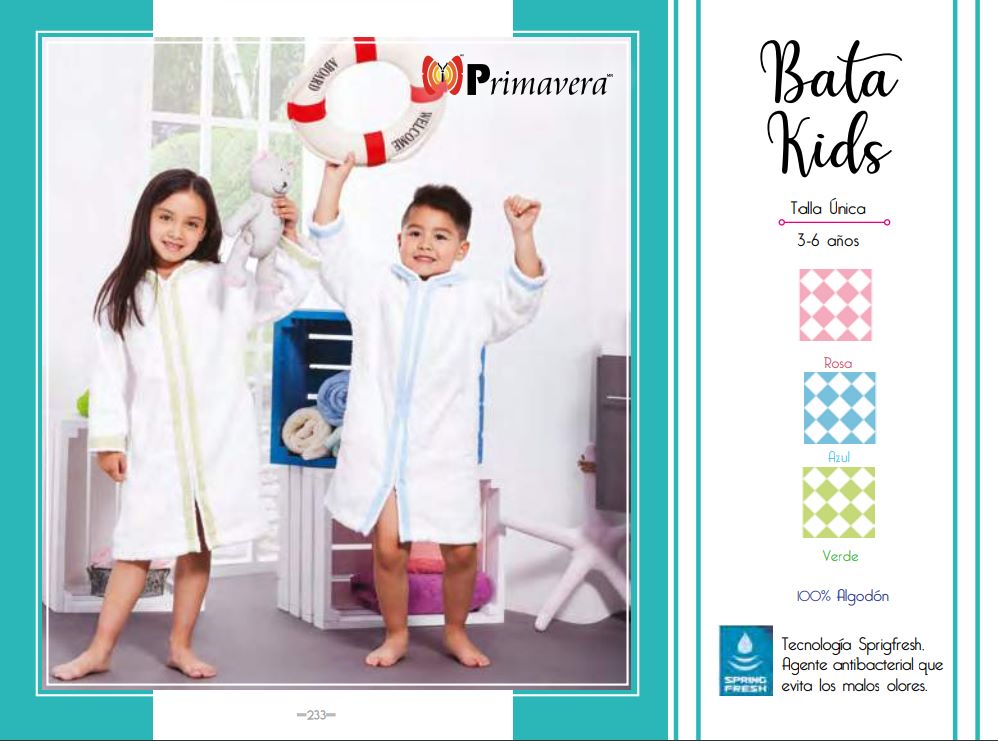 Batas de multiples colores y tamaños modelo Bata Kids de la marca Colchas Primavera