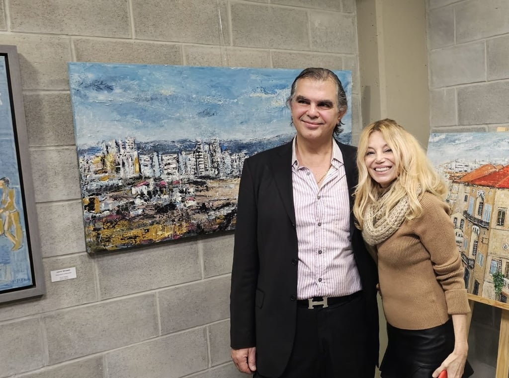 Jessy Tabet with Curator Gabriel Rizkallah at Rotating Art Exhibition
