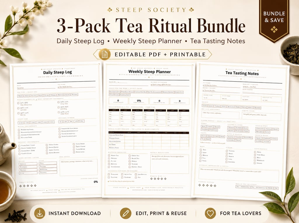 3-pack Editable PDF and Printable Tea Tasting Ritual Bundle