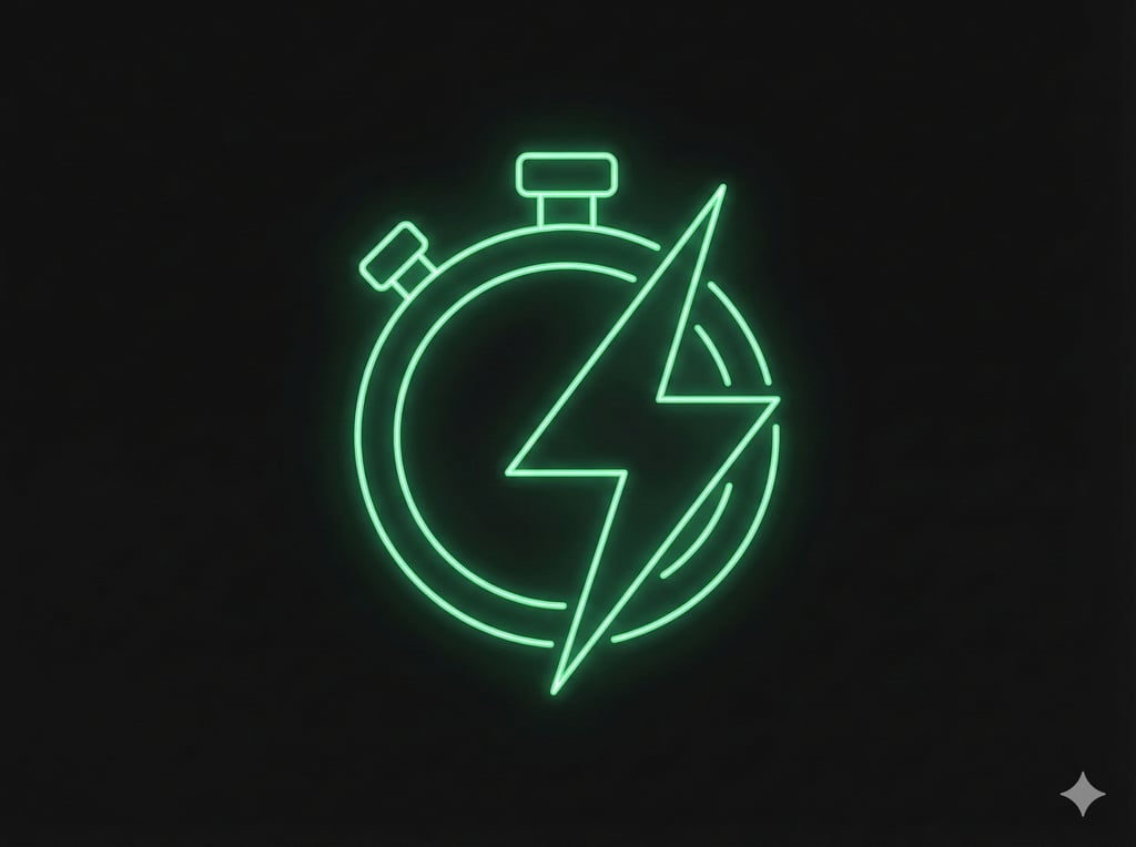 cone minimalista de velocímetro neon representando o carregamento rápido na criação de sites em Brasília.