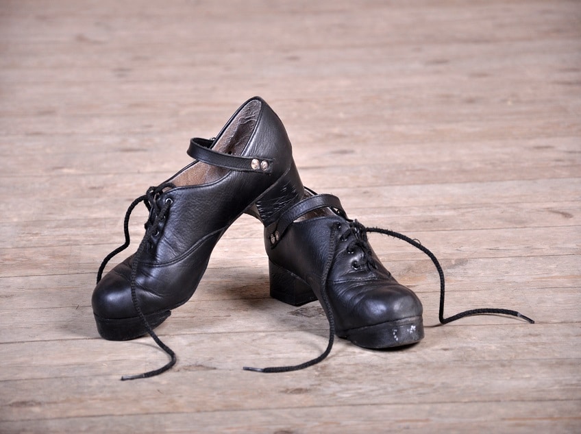 a pair of black heavy shoes