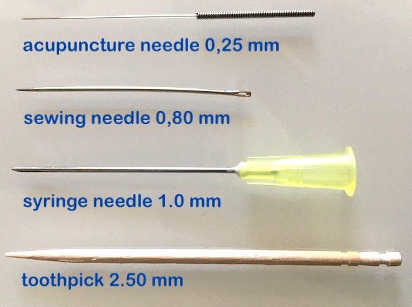 needles of different sizes