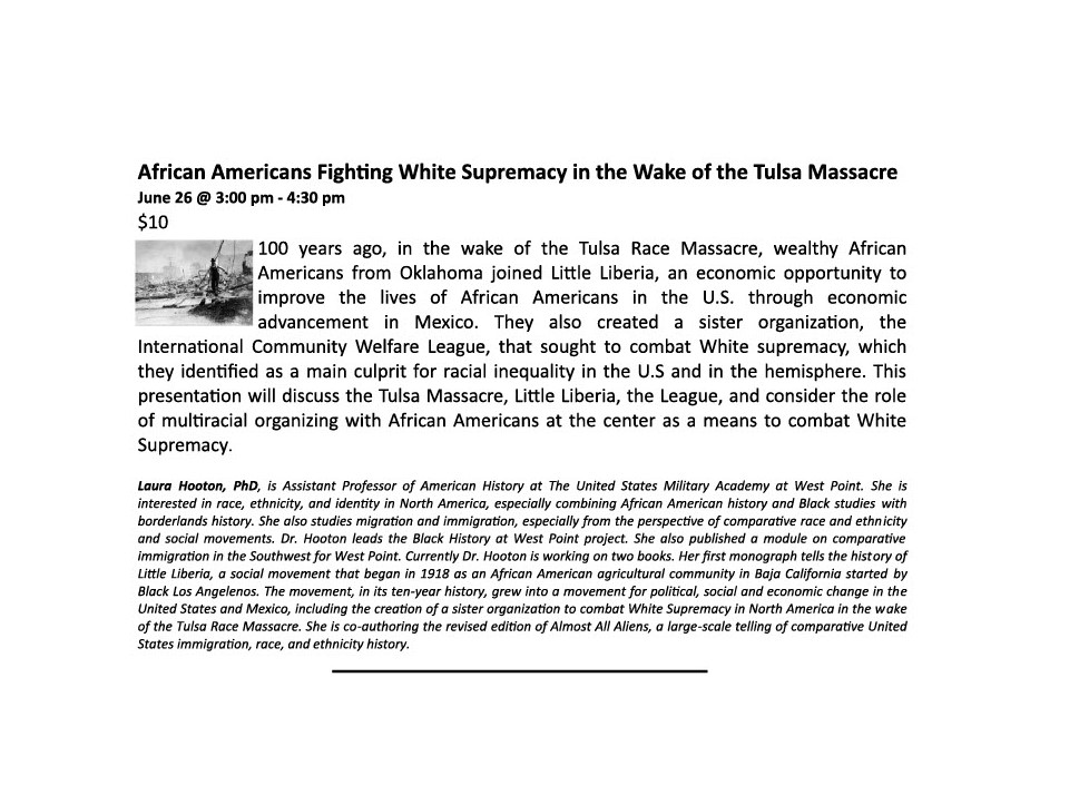 Flyer - African Americans Fighting White Supremacy in the Wake of the Tulsa Massacre - LibertyCon