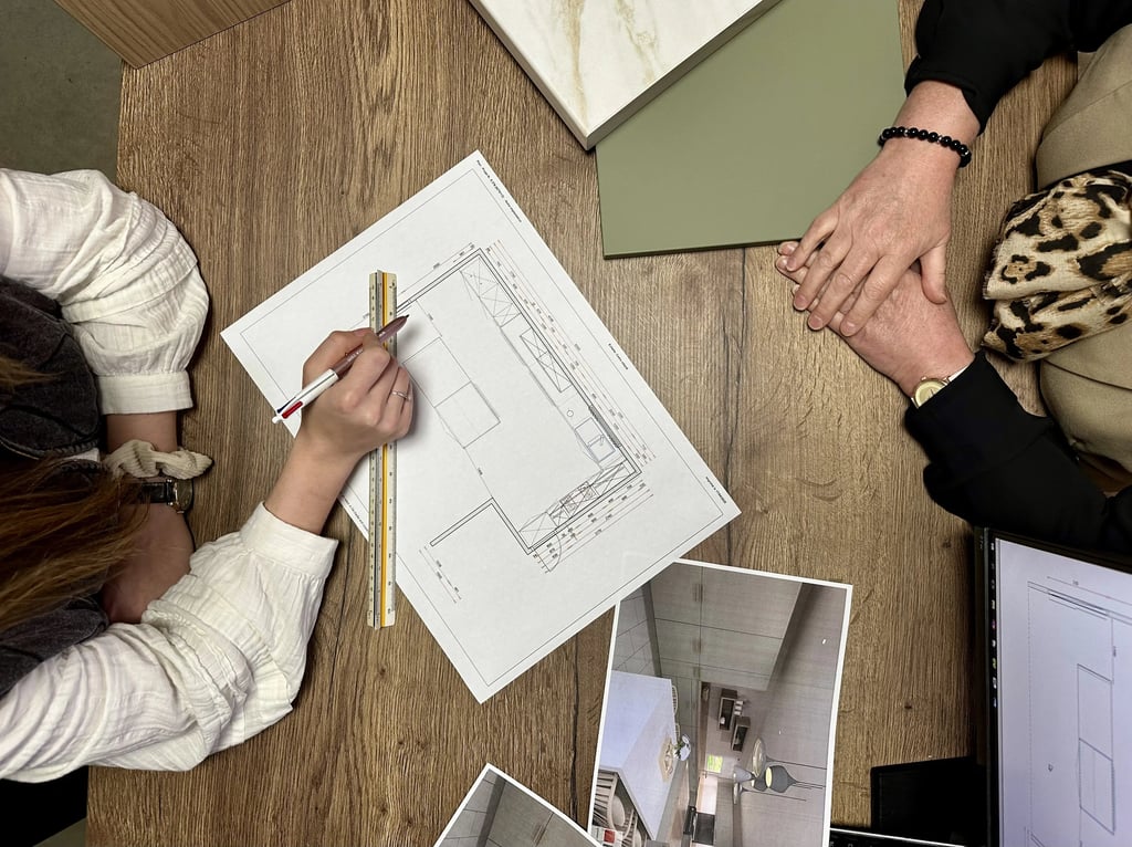 Conception de cuisine sur mesure à Caen – étude de plan technique et choix des matériaux avec Baïa Home