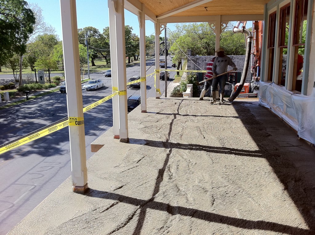 Pouring 1.5" of concrete in Boerne, TX.