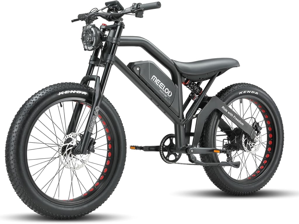 a black and white electric bike with a black seat