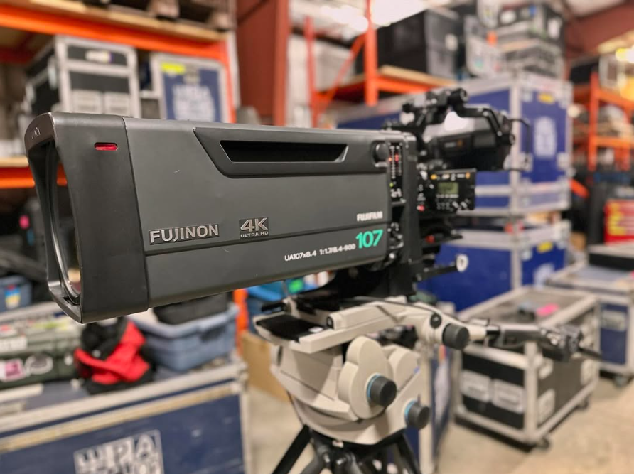 A large Fujinon 4K 107X Box Lens setup in London/Dorchester, Ontario Warehouse