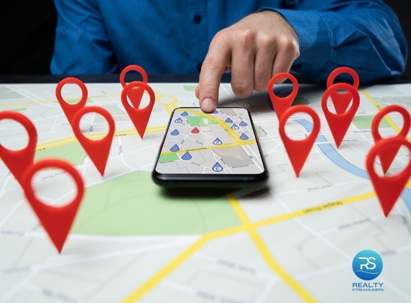 Google local map pack showing apartment listings ranking in search results