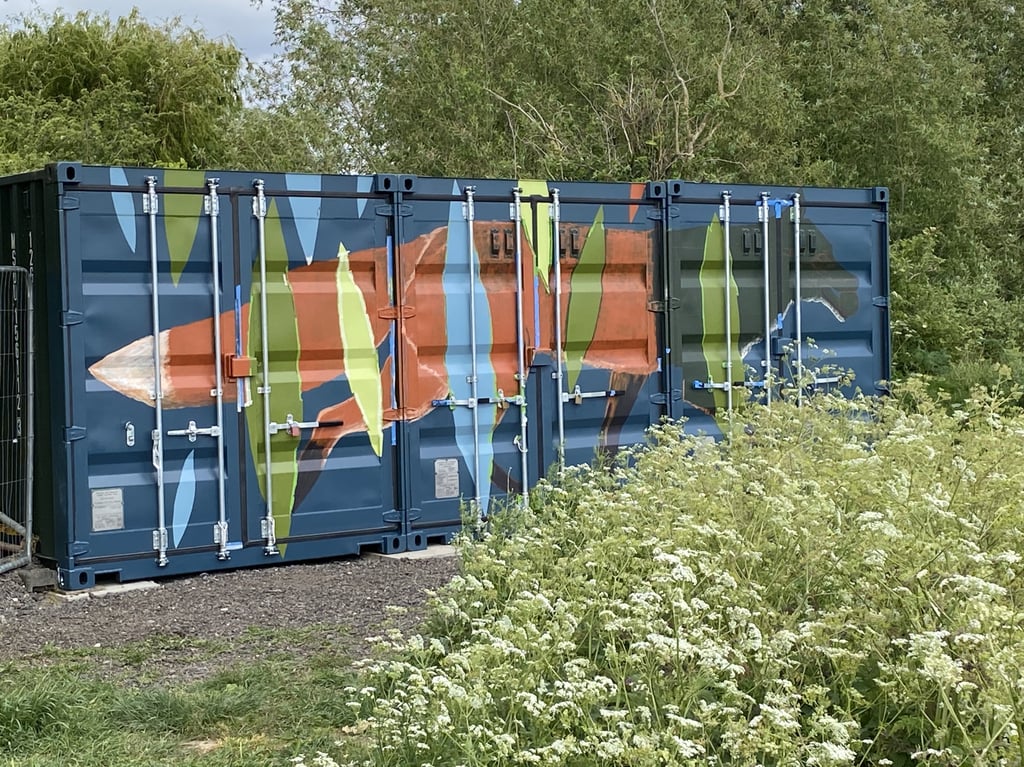 Fox painted in terracotta colour on shipping container