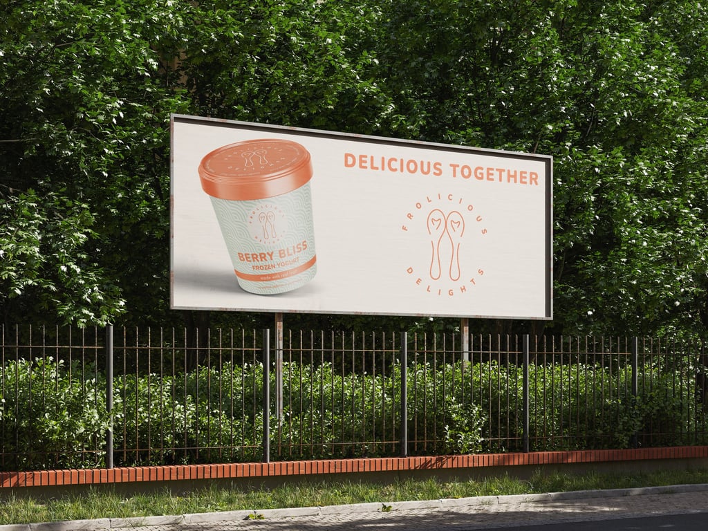 Frolicious Delights billboard advertisement design — brand launch campaign
