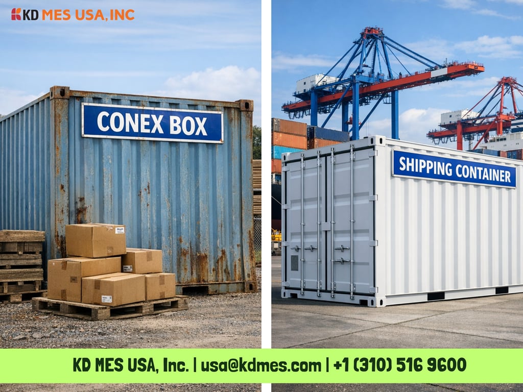 conex box vs shipping container comparison, used storage container vs new shipping container at port