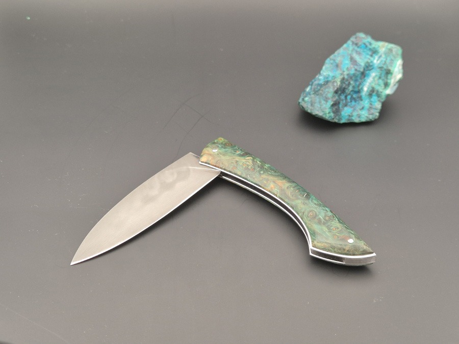Couteau pliant manche bleu vert