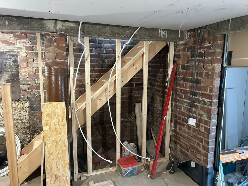 New stairs, plumbing and electrics