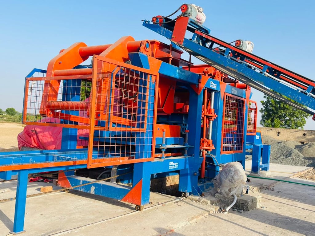 a machine that is being used to make a concrete block machine