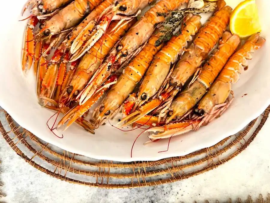 Fresh grilled langoustines prepared by private chef in Naxos