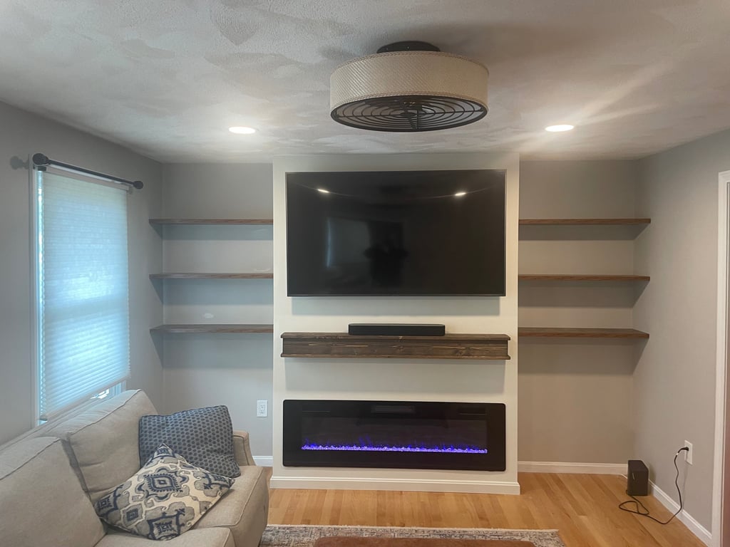 Fireplace install TV mounting Mantle and Shelving 