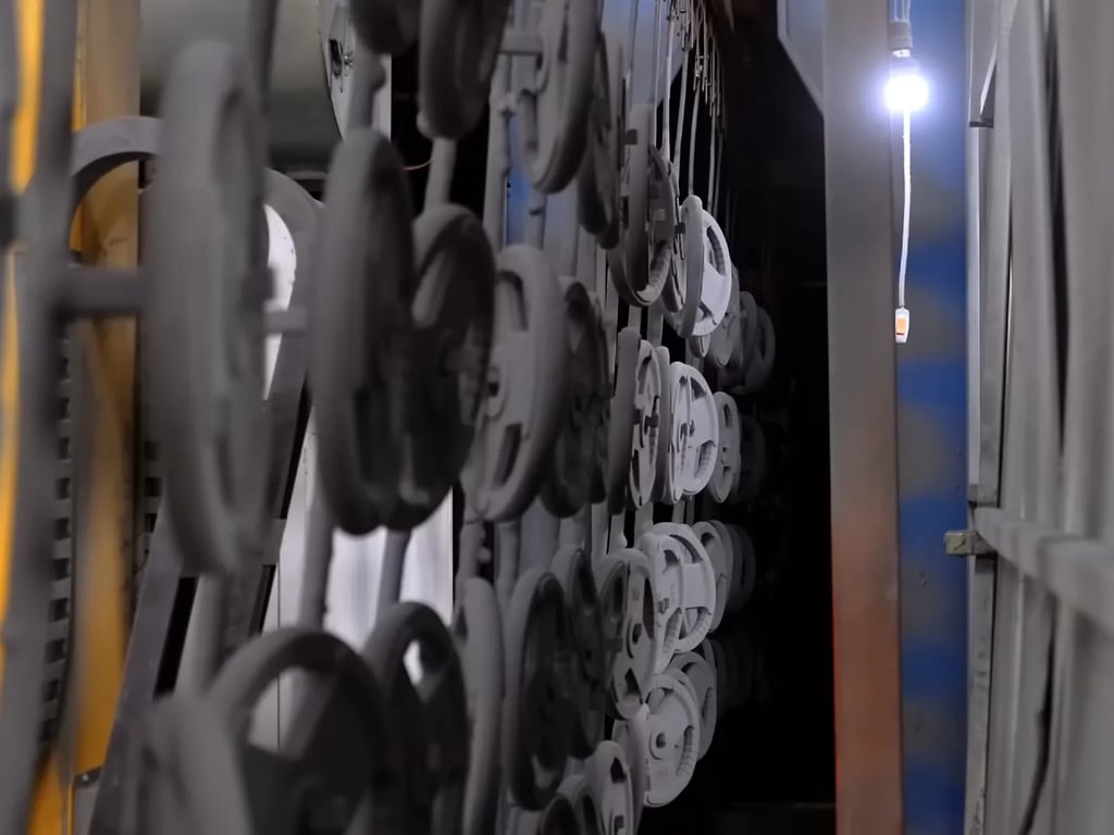 Heat treatment process applied after powder coating on cast iron products