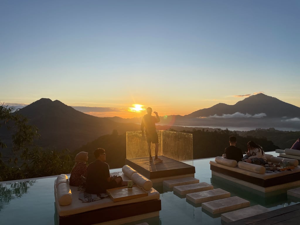 Wulkan Batur, Agung, Bali, wschód słońca