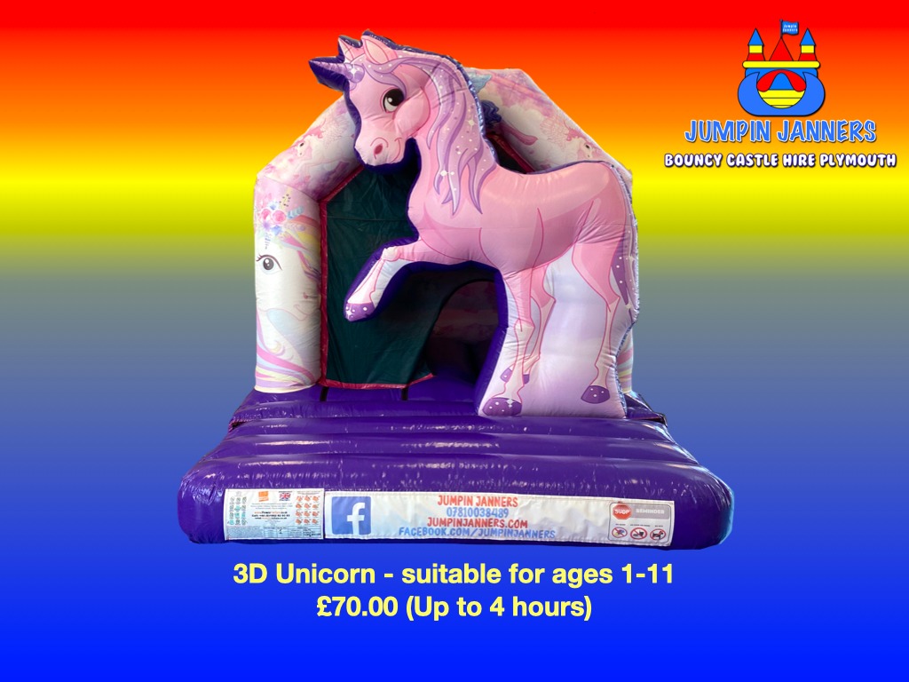 3D Unicorn Bouncy Castle Plymouth