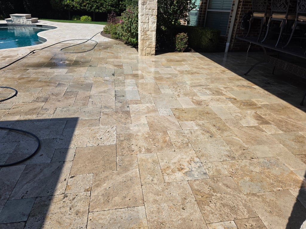 pressure washing a patio