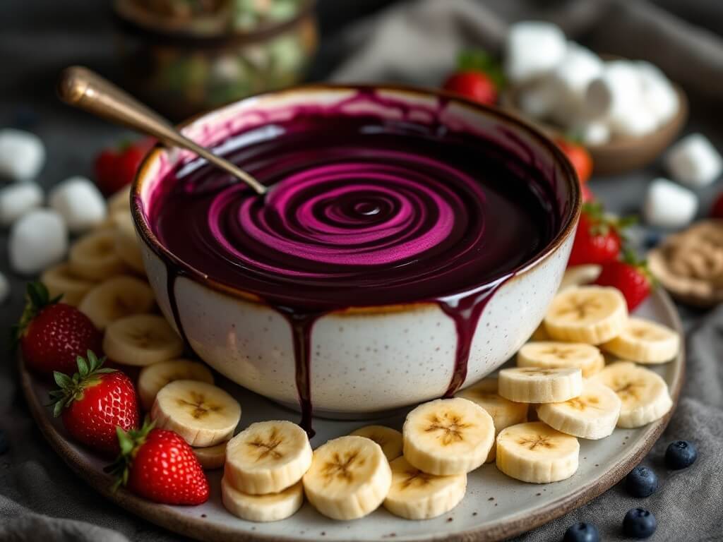 blackberry Fondue and banana slices