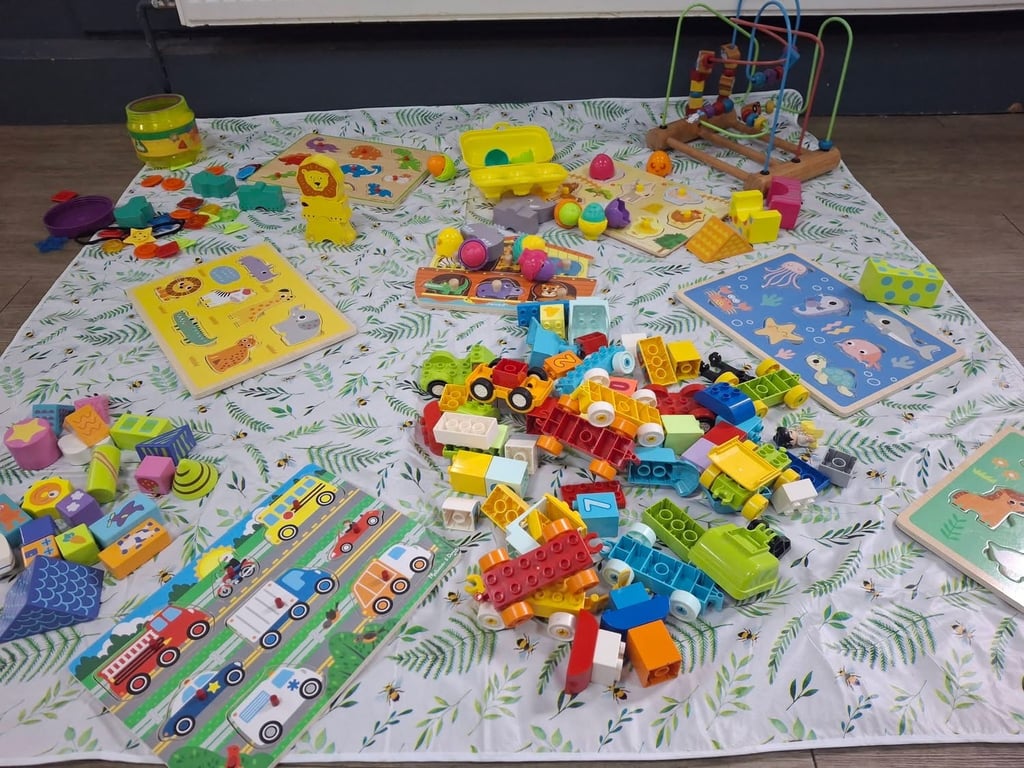 Selection-of-toys-on-play-mat-at-swtfc-baby-and-toddler-group-saffron-Walden