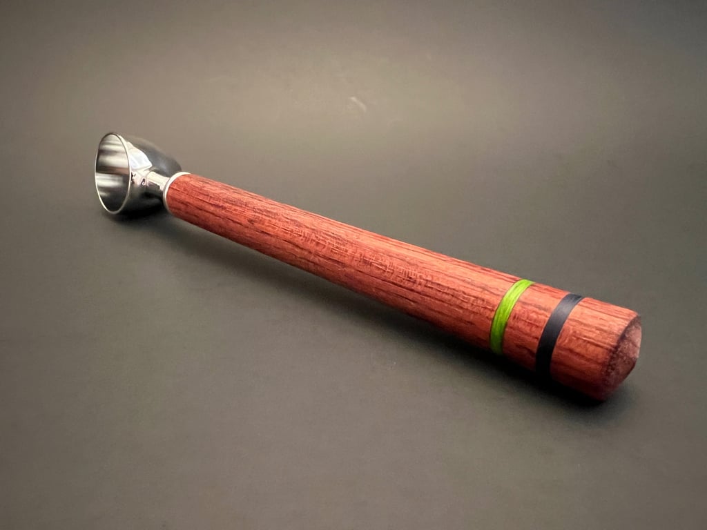 Sapele wood coffee scoop with a Seahawks blue and green threaded inlay