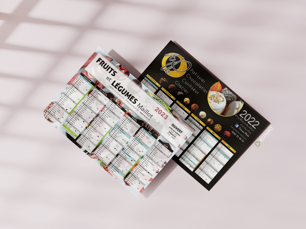 Calendriers cartonnés personnalisés la réunion