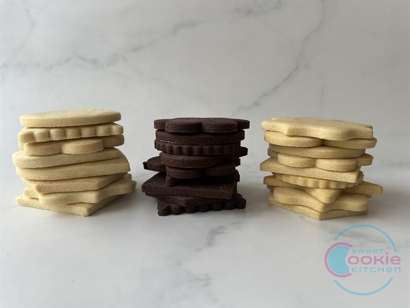 Naked cookies, shortbread, vanilla sugar cookies, chocolate sugar cookie