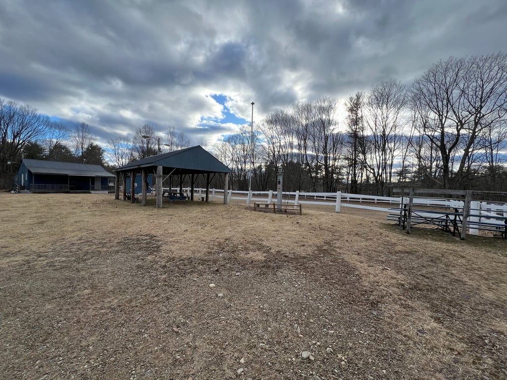 a horse arena and a clubhouse
