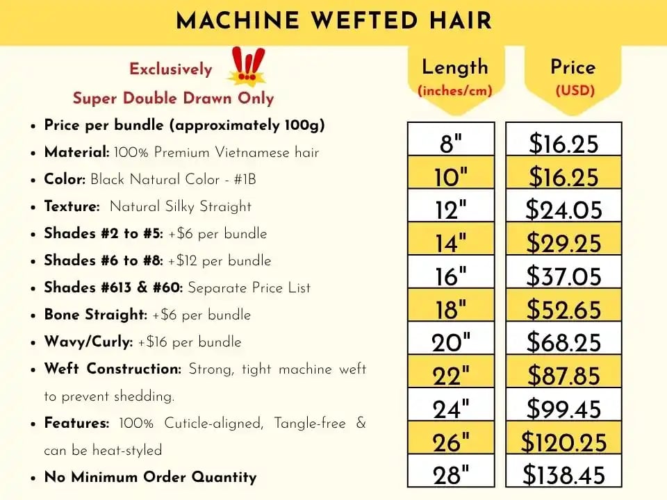 Price List Weft Hair Bundles Vietnamese Hair Wholesale Vendor