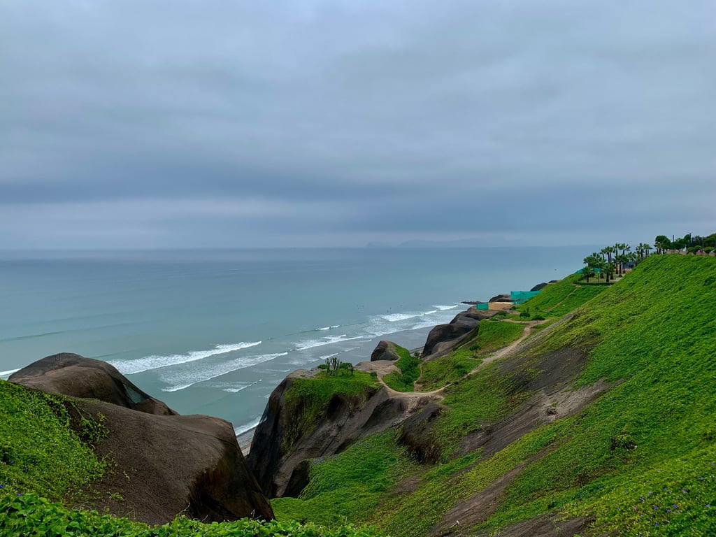 Cliffside boardwalk view, Lima, Peru.
