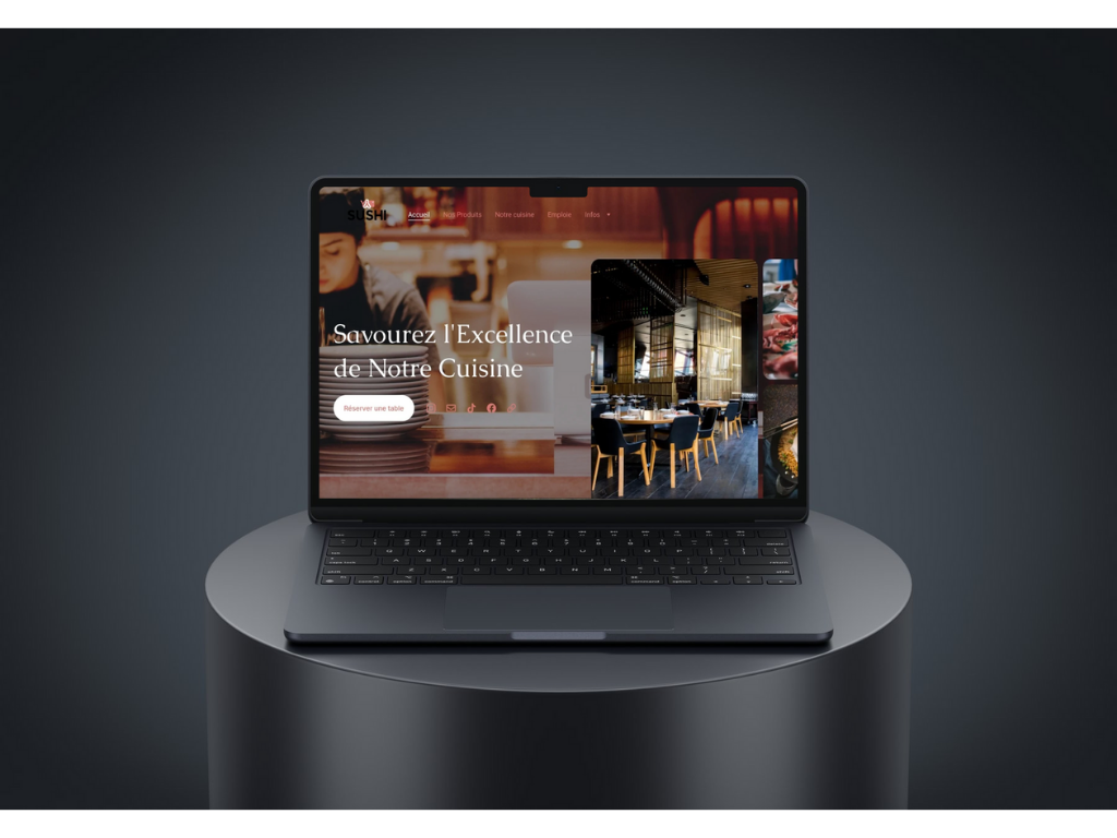 Présentation d'un site Web avec un Mac fond sombre