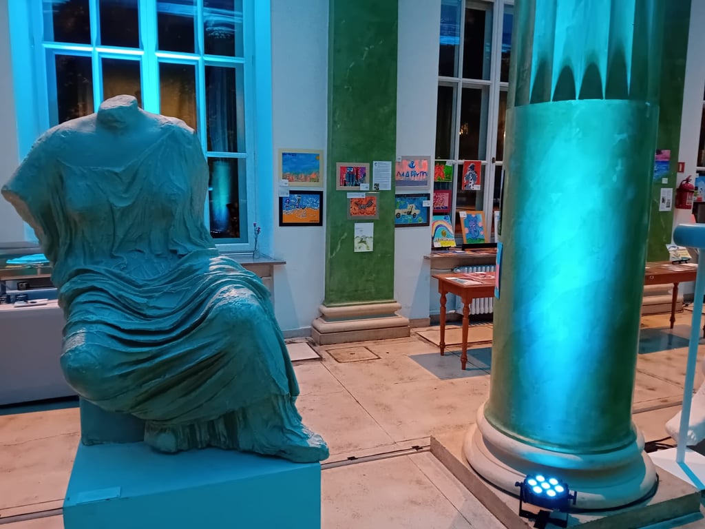 art gallery with paintings made by  children affected by the war in Ukraine in Warsaw