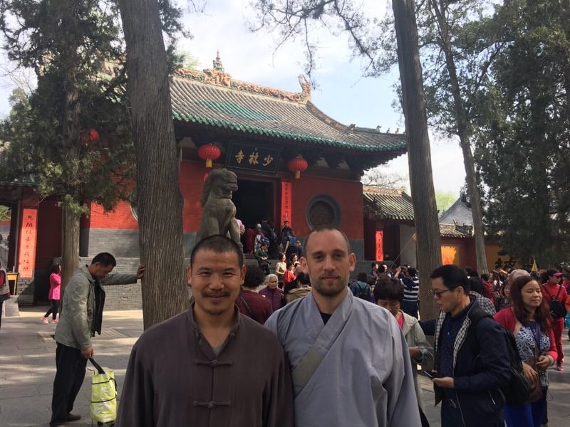 Heng Hu with his Master Yan Zi at Shaolin Temple, China