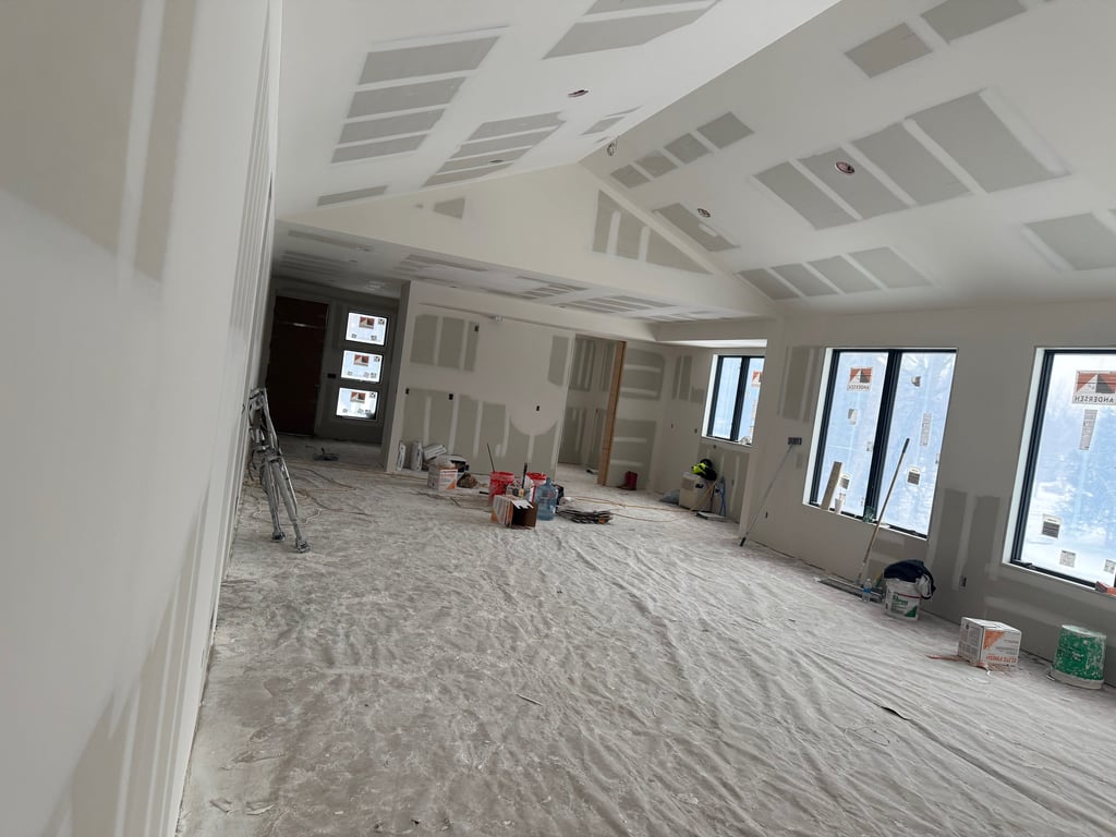 custom home with fresh mud and tape in minnetonka mn