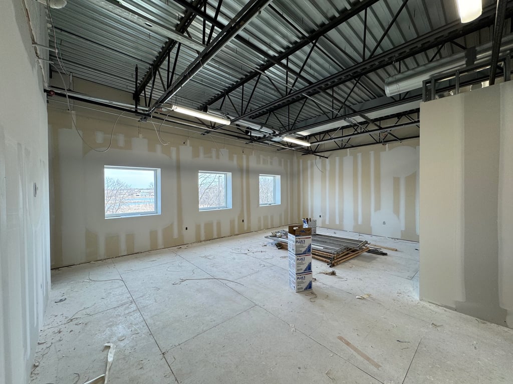 drywall mudding and taping at a commercial building