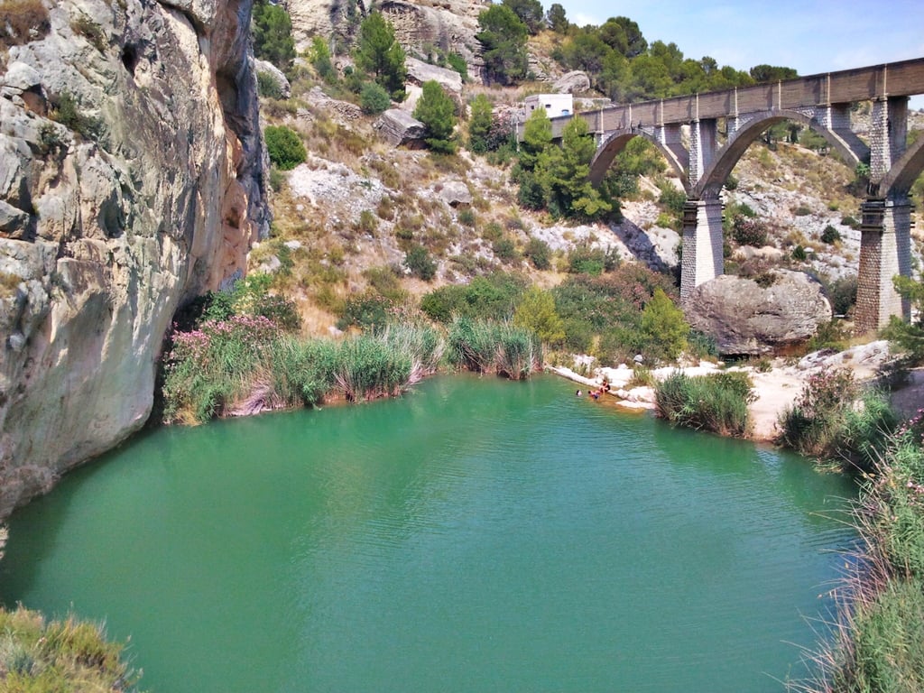 One of the pools of water that follow one another in the area known as Fuente Caputa.