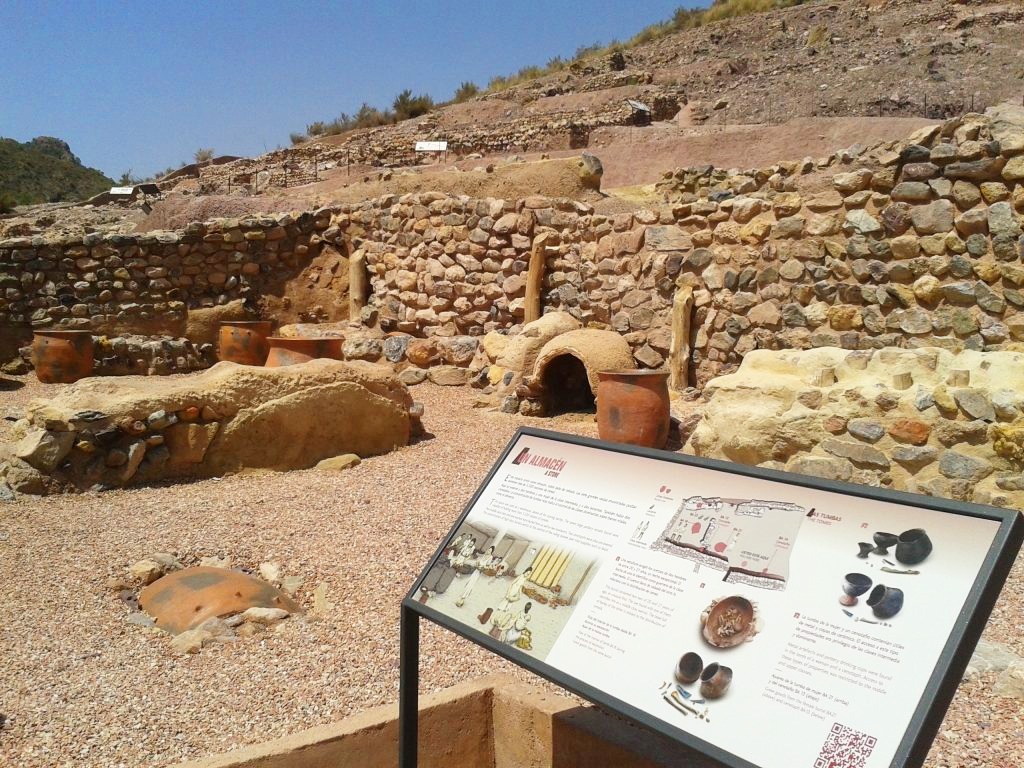 Partially reconstructed area for visitors at the La Bastida archaeological site. Photo from la-basti