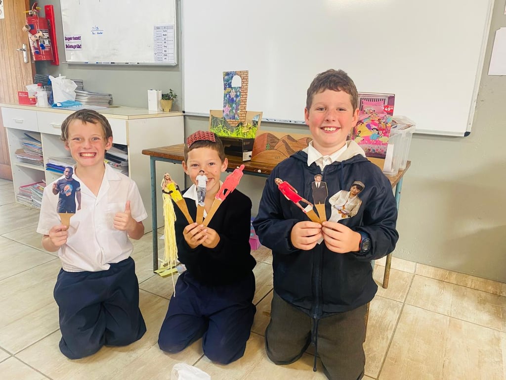 Children with drama props