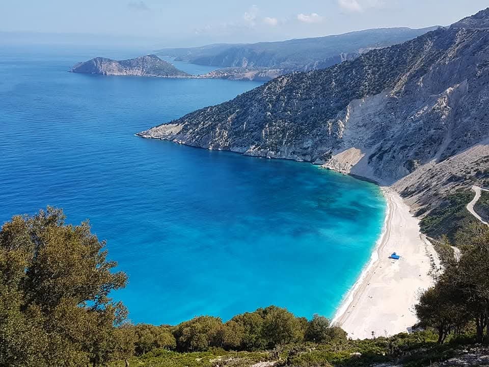 Myrtos beach in Kefalonia seen from the viewpoint