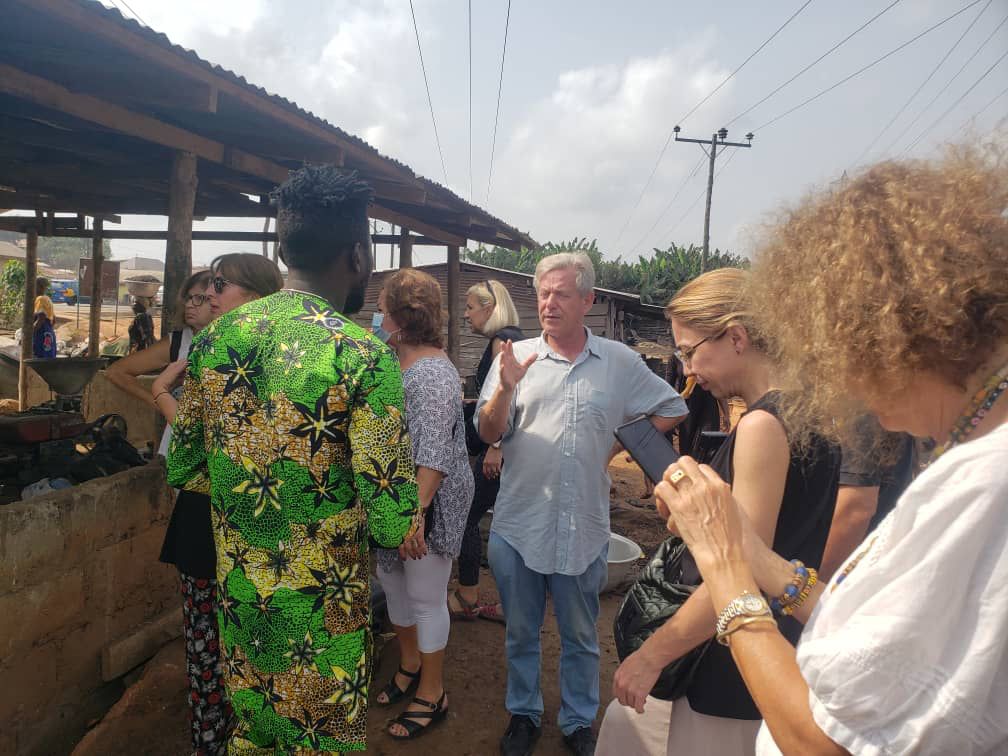 Tourists Visiting Palm Kennel Oil Processing in Ghana